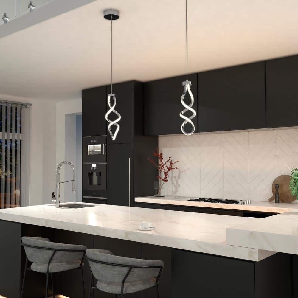 NEW Artika Swirl 13-Watt Light Chrome Integrated LED Mini Pendant Light Fixture - Picture 6 of 16
